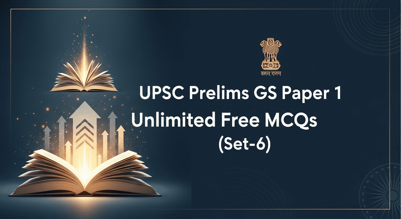 UPSC Prelims GS Paper 1 Unlimited Free MCQs (Set-6) 1 UPSC Prelims GS Paper 1 Unlimited Free MCQs (Set-6)